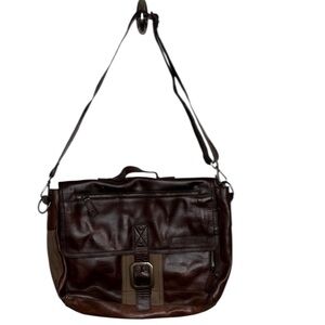 Battalion Brown Leather Messenger Bag Briefcase BLEMISH